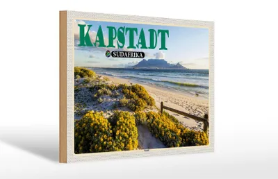 Produktbild von Holzschild Reise 30x20cm Kapstadt Südafrika Strand Meer Berge