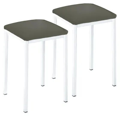 Image de ASTIMESA TACUBL : Deux tabourets de cuisine, carrés, en similicuir, avec une structure en graphite, en métal