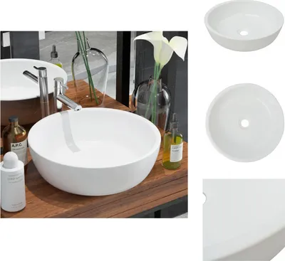 Obrázok produktu pre vidaXL Umývadlo okrúhle keramické biele 42 x 12 cm - Umývadlo do kúpeľne