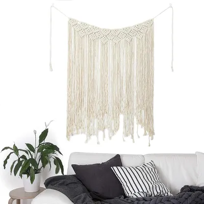 Produktbild von Wandteppich aus Makramee, gewebter Baumwollteppich für Wohnzimmer, Schlafzimmer, Hochzeitsfeier