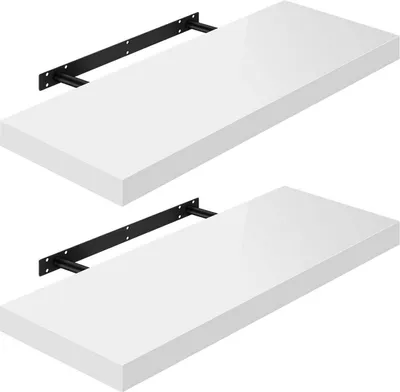 Obrázek produktu pro Dvouksdílná sada závěsných nástěnných polic | Bílá barva | 80 x 3,8 x 22,9 cm
