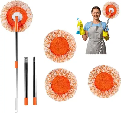Produktbild von 360° Wischmopp Set mit 3 Stielen & 3 Mikrofaser Moppköpfen