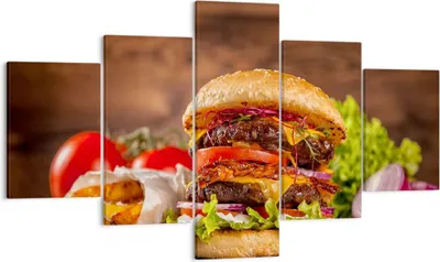 Produktbild von Bild auf Leinwand - Leinwandbild - Hamburger Sandwich - 125x70cm - Wand Bild - Wanddeko - Leinwanddruck - Bilder - Kunstdruck - Wanddekoration - Leinwand bilder - Wandkunst - EA125x70-3795