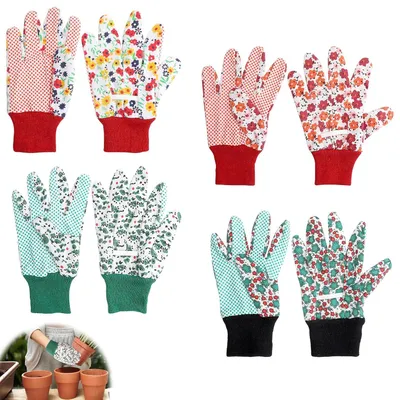 Image de Gants de jardin pour femmes, lot de 4, respirants, antidérapants, résistants aux épines, pour le jardinage