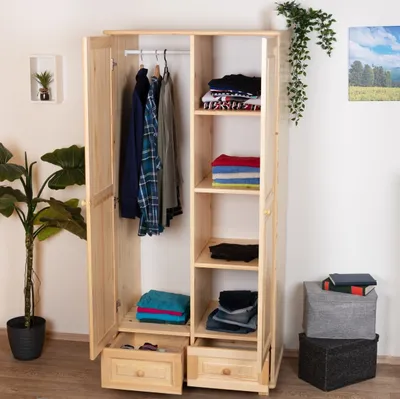Produktbild von Kleiderschrank Holz natur 013 - Abmessung 190 x 80 x 60 cm (H x B x T)