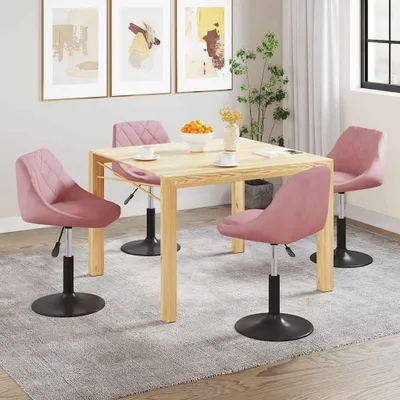 Image de vidaXL Chaise de salle à manger 4 pcs. Pivotant Rose Velours
