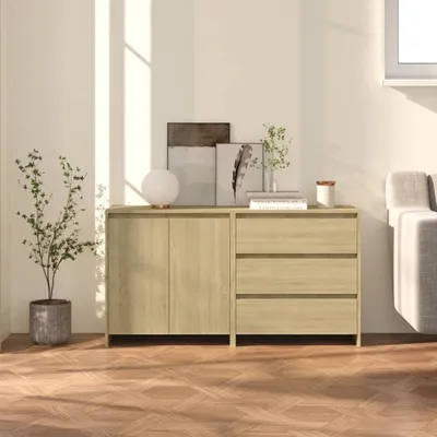 Immagine prodotto di credenza 2 pezzi in legno di rovere Sonoma