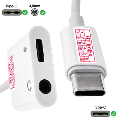 Produktbild von Audio Adapter für USB Type C Splitter auf Klinke Aux 3,5mm Kopfhörer Weiß