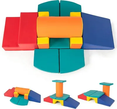 Imagen del producto de 10 bloques de construcción blandos, bloques de construcción gigantes, bloques de espuma, bloques de construcción grandes de EPE, juego de bloques de espuma, bloques para escalar, ideales para que los niños pequeños jueguen y trepen