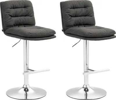 Produktbild von 2er Set Barhocker HLO-CP248 Stoff chrom  dunkelgrau