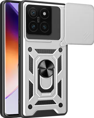 Produktbild von Hülle für Xiaomi 14T Magnetische Ring Ständer Halter Dia Kameraschutz TPU Bumper Silikon Schutzhülle Silber