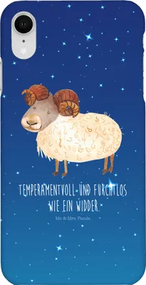 Produktbild von Mr. & Mrs. Panda Iphone XR Handyhülle Sternzeichen Widder - Sternenhimmel Blau - Geschenk, Geburtstag April, Handy Case, Bock, März, Schafbock, Premium Kunststoff