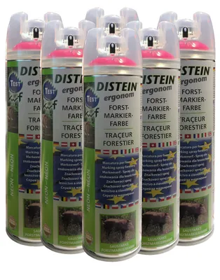Immagine prodotto di 6x Distein spray per marcatura Spray per marcatura forestale Ergonomia rosa neon