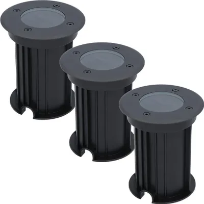 Produktbild von hoftronic LED Bodeneinbaustrahler 3er Set Ø12cm GU10 Dimmbar IP67 Schwarz