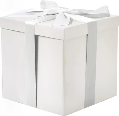 Produktbild von Mittelgroße Geschenkbox mit Deckel, Band und Seidenpapier - Perfekt für Geburtstage und festliche Anlässe - 23 x 23 x 23 cm, weiß