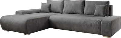 Produktbild von Juskys Sofa Iseo Links - L Form, Schlaffunktion, Stoff, modern & bequem - Couch Dunkelgrau