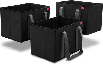 Produktbild von 3er Set Einkaufskorb – Faltbare Einkaufskörbe mit 3x 25L Volumen – Platzsparende Aufbewahrungsboxen – Lange Henkel für bequemen Transport