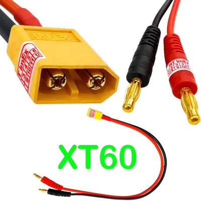 Produktbild von RC Ladekabel XT60 Male auf 4mm Bananenstecker 30cm 14AWG für LiPo Batterien