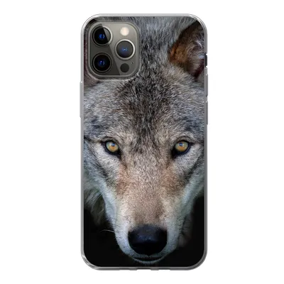 Produktbild von MuchoWow® Handyhülle Schutzhülle Hülle für iPhone 12 Pro Wolf - Porträt - Schwarz Silikon Softcase Handy Hülle - Abdeckung