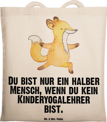 Produktbild von Mr. & Mrs. Panda Schultasche Kinderyogalehrer Herz - Transparent - Geschenk, Uni Tasche, Tote Bag, Shopping, Beutel