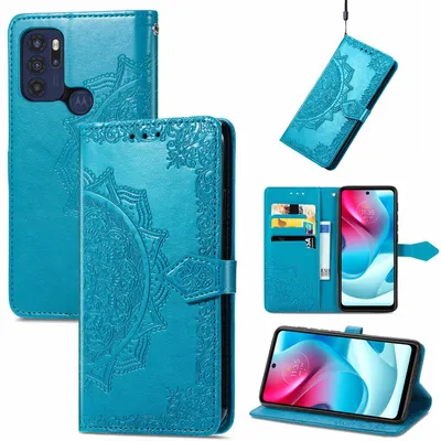 Productafbeelding van Telefoonschaal voor Motorola Moto G60S, beschermhoes, portemonnaiehoes, 360-graden hoes, etui, kleur: blauw