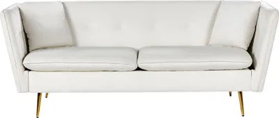 Produktbild von BELIANI Sofa Cremeweiß Samtstoff 3-Sitzer mit 2 Zierkissen Metallbeine in Gold Polsterbezug Glamouröser Stil Wohnzimmermöbel