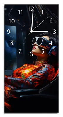Produktbild von Wallario Design Wanduhr bedruckt, Größe 30 x 60 cm, Motiv: Virtuelle Dimensionen