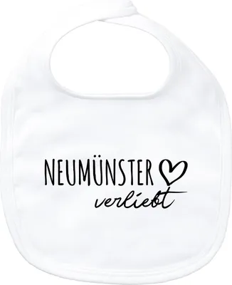 Produktbild von Huuraa Baby Lätzchen Neumünster verliebt White Klettverschluss  Baumwolle Latz Geschenkidee