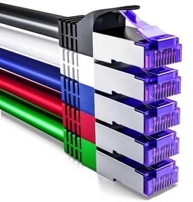 Produktbild von deleyCON 1m CAT7 Netzwerkkabel RJ45 10 Gigabit, 5 Stück - Bunt