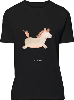 Produktbild von Mr. & Mrs. Panda Größe L T-Shirt Pferd Springen - Schwarz - Geschenk, Reiten, Stall, Bauernhof, Pferde, Pferdestall, mit Spruch, Tshirt, Shirt, Pony