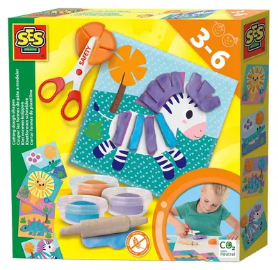 Produktbild von SES Creative 14640 Knetformen Schneiden Set, Sicher für Kinder, Knetmasse-Spielset, Mehrfarbig, Kind, 9 Stück(e), Junge/Mädchen, 3 Farben