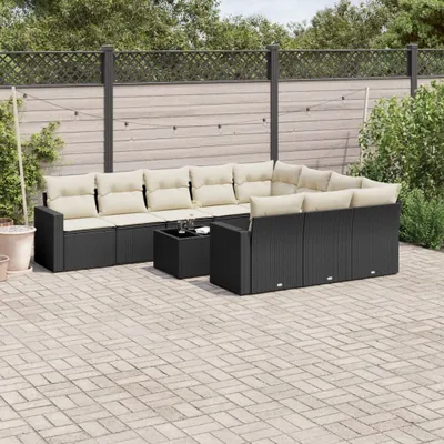 Immagine prodotto di Maison Exclusive - Set da giardino 11 pezzi con cuscini in poly rattan nero