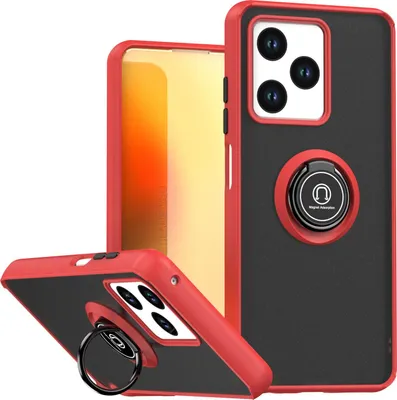 Immagine prodotto di Custodia per ZTE Blade V30 in TPU traslucido opaco con supporto ad anello e supporto Rosso