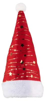 Produktbild von 6x Weihnachtsmütze 42 cm rot/gold Polyester Nikolausmütze für Feier & Event