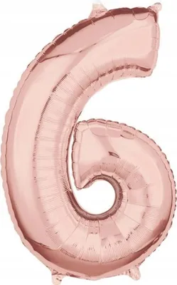 Image de Ballon en plastique 26" or rose chiffre "6", 1 pc.