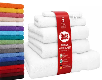 Produktbild von Betz 5-tlg. Handtuch-Set PREMIUM 1 Duschtuch 2 Handtücher 1 Gästetuch 1 Waschhandschuh  Farbe: weiß
