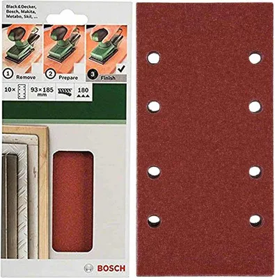 Produktbild von Bosch Schleifblatt Klett 10 Stück, 93 x 185 mm, K 180 für Schwingschleifer