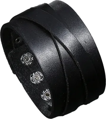 Produktbild von Herren-Armband aus Kunstleder, einfarbig, glatt, Punk-Stil, Knopfverschluss, leicht, individueller Kreuzgurt, Herren-Accessoire
