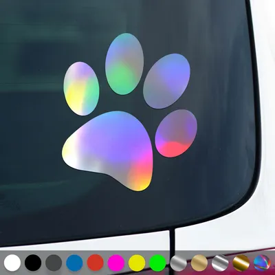 Produktbild von PantherPixel Hundepfoten Aufkleber Katzen Tiere Welpen Tatzen Sticker Auto Geschenkidee Farbe Oilslick-Hologramm