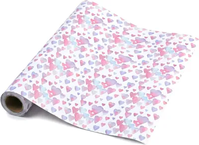 Produktbild von Geschenkpapier 43 cm x 10 m, Herz-Motiv, rosa, für Valentinstag