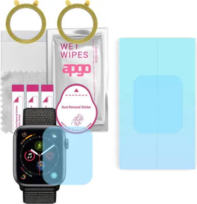 Produktbild von apgo 2 Stück HD HQ FLEX Schutzfolie kompatibel mit Apple Watch 4 (44mm) Smartwatch, Hydrogel Displayschutzfolie mit abgerundeten Rändern, Displayfolie zum gesamten Bildschirm