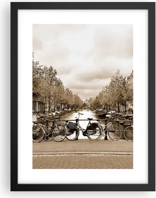 Produktbild von Gerahmtes Poster - Schwarzer Rahmen - Kanal Fahrräder Amsterdam Zentrum - 30x40 cm - Wand Bild - Wanddeko - Wandbilder - Wandposter - Bilderrahmen - Bilder - Kunstdruck - Wandbild - P2BPA30x40-2971
