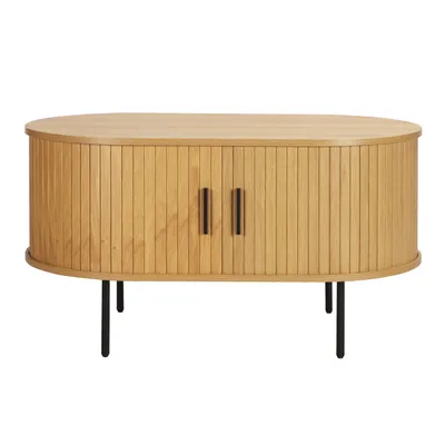 Produktbild von Möbilia Couchtisch/TV-Board | 2 Schiebetüren | B 100 x T 60 x H 55 cm | natur – schwarz | 32020009 | Serie LOWBOARD