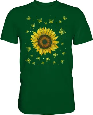 Produktbild von Sonnenblumen Schmetterling Motiv Gärtner Geschenk Garten T-Shirt – Bottle Green / 3XL