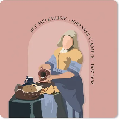 Produktbild von MuchoWow® Mauspad Mousepad Pastell - Milchmädchen - Rosa - Alte Meister 20x20 cm - Mousepads - Maus Mat - Pad - Mausunterlage - Desk Mat - Bureauartikeln