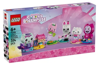 Produktbild von LEGO Gabbys Puppenhaus Gabbys Katzenfreunde aus LEGO Steinen - Spielzeug mit 6 Tierfiguren, Meerkatze und Feenkatze, Ausstellungsständer - Geschenk für Mädchen ab 6 Jahren und Fans der Serie - 11215