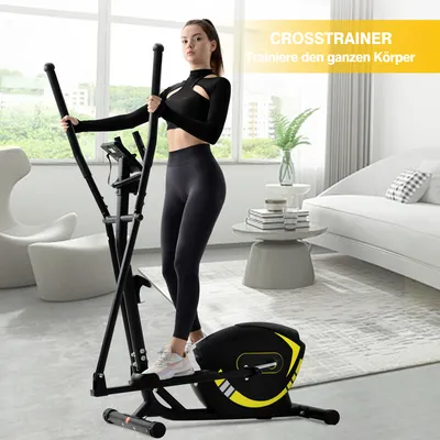 Image de Vélo elliptique pour la maison, avec poignées à fréquence cardiaque, système de freinage magnétique，8 niveaux de réglage de la résistance, jusqu'à 120kg