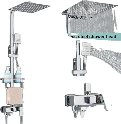 Obrázek produktu pro Mosazná sprchová baterie, moderní styl, termostatická technologie, chrom 3-12