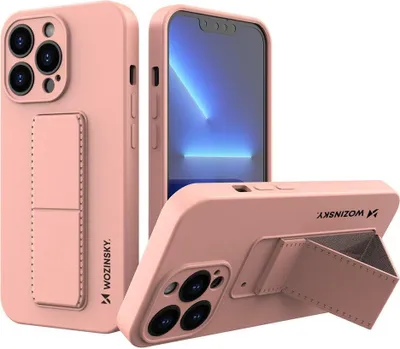 Zdjęcie produktu dla Wozinsky Kickstand Case silikonowe etui z podstawką iPhone 13 Pro różowe