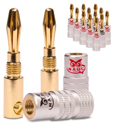 Produktbild von Bananenstecker 4mm schraubbar 14x Stecker vergoldet NAUC für Lautsprecherkabel